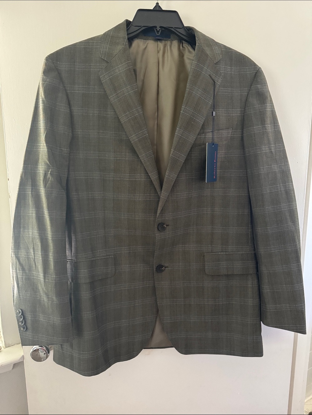 Men's Olive Plaid Sport Coat - Classic Two-Button Blazer